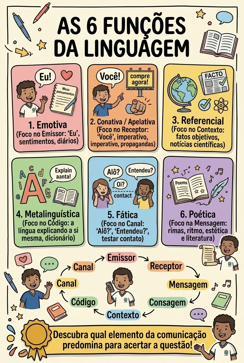 As 6 Funções da Linguagem com Exemplos Visuais