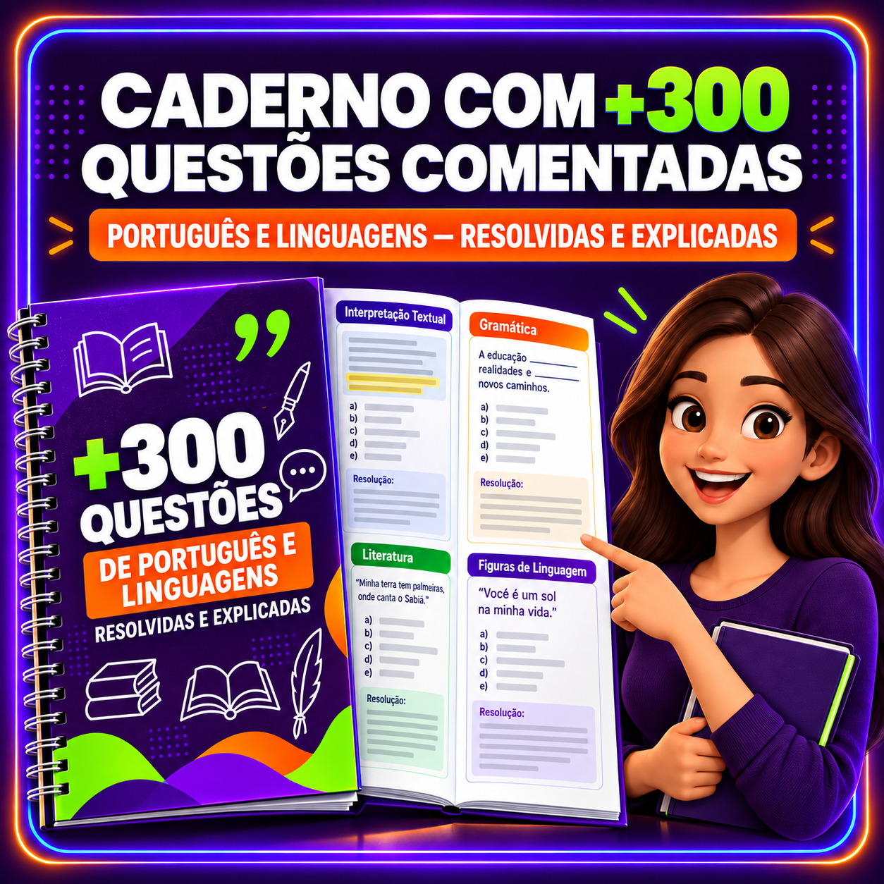 Bônus 1 - Caderno com 100 Atividades Comentadas Português e Linguagens Comentadas